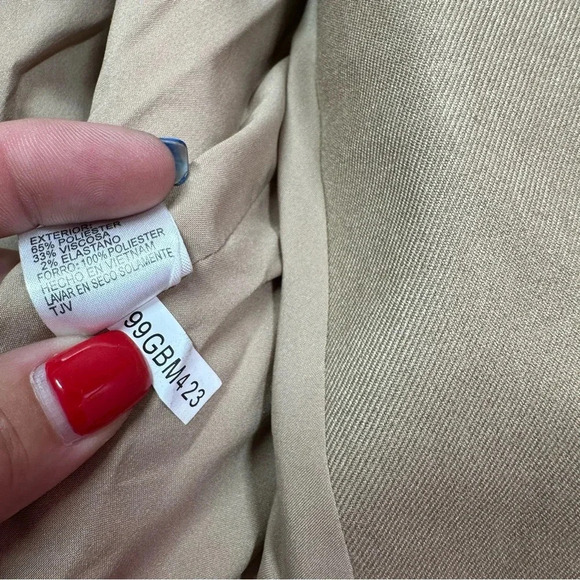 gianni bini blazer jacket sz 4 neutral khaki ruched sleeve preppy office - Picture 9 of 9